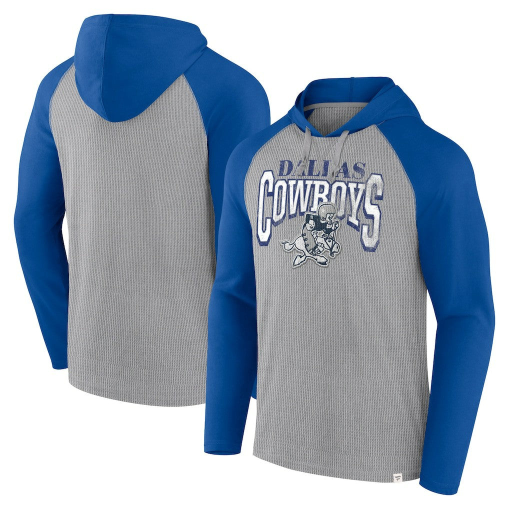 Dallas Cowboys Under Center Long Sleeve Hoodie T-Shirt - Silver/Navy - Fanatics