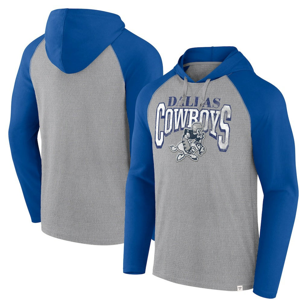 Dallas Cowboys Under Center Long Sleeve Hoodie T-Shirt - Silver/Navy - Fanatics