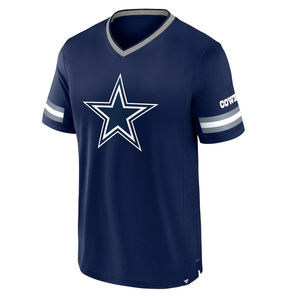 Dallas Cowboys Stripe Stacking V-Neck T-Shirt - Navy - Fanatics