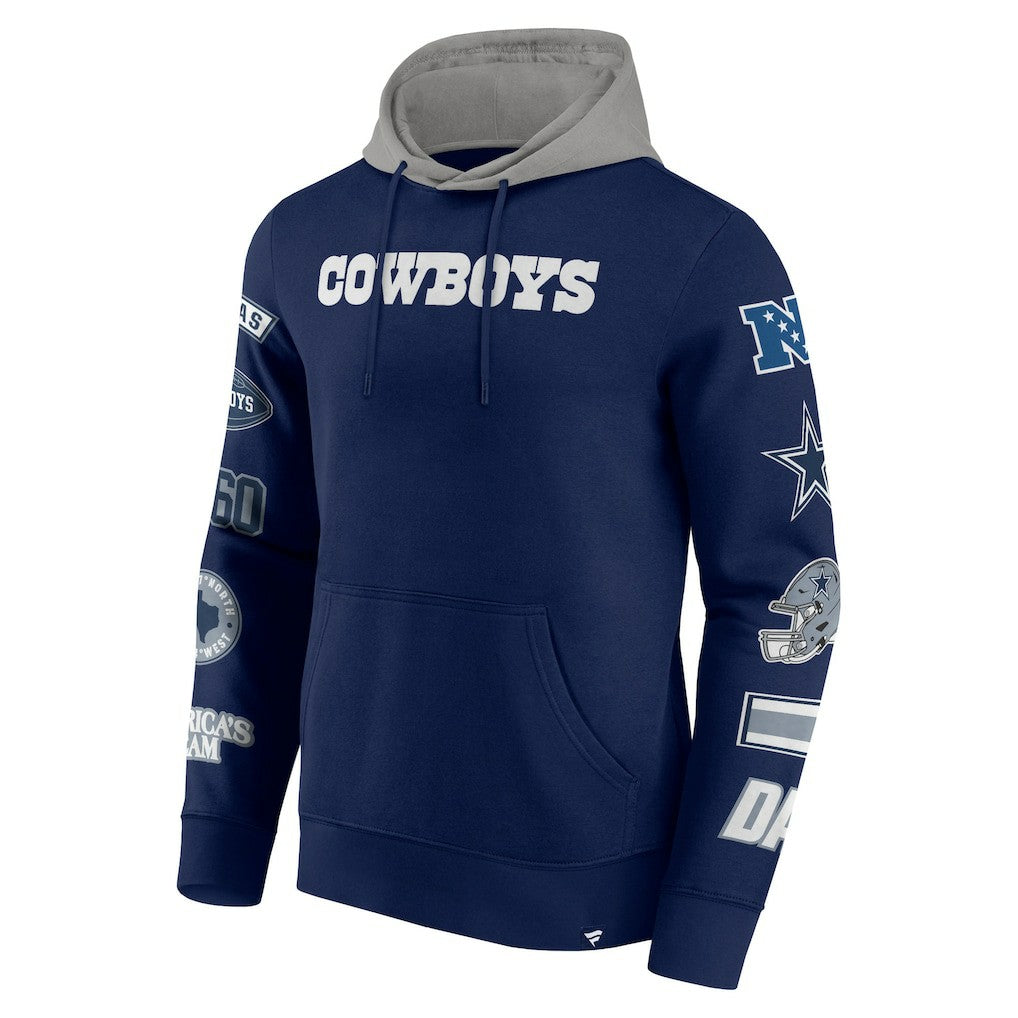Dallas Cowboys Patched Out Pullover Hoodie - Navy/Silver - Fanatics