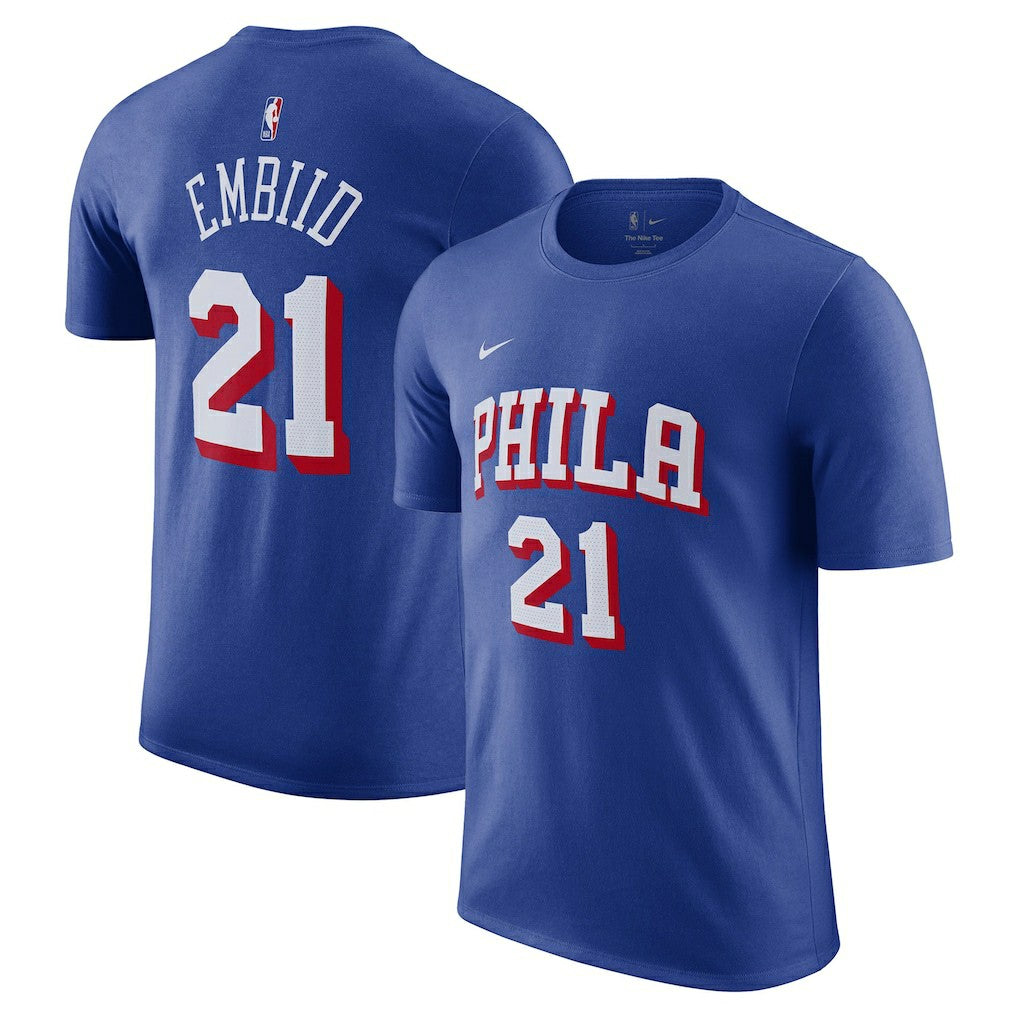 Nike Joel Embiid Philadelphia 76ers Name & Number T-Shirt Royal