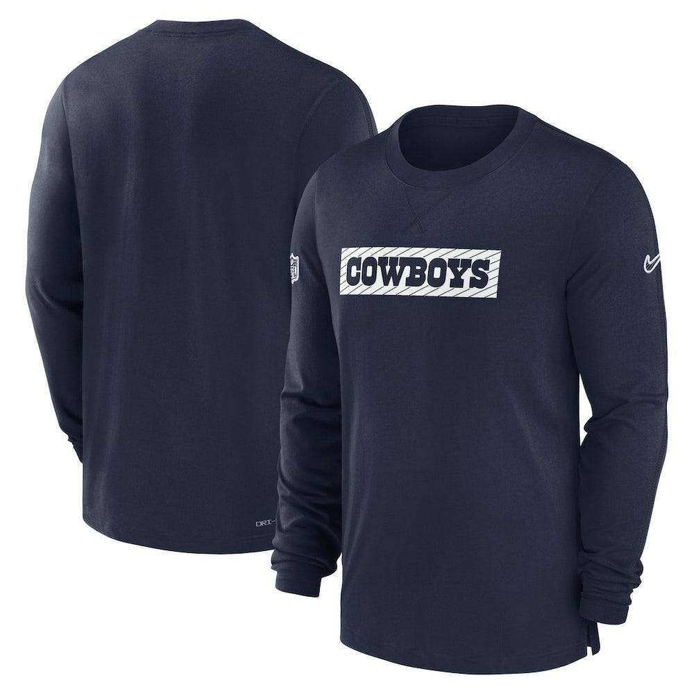 Dallas Cowboys 2024/25 Sideline Player Tri-Blend Performance Long Sleeve T-Shirt - Navy - Nike