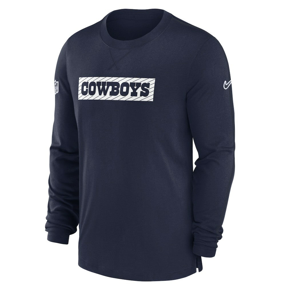 Dallas Cowboys 2024/25 Sideline Player Tri-Blend Performance Long Sleeve T-Shirt - Navy - Nike
