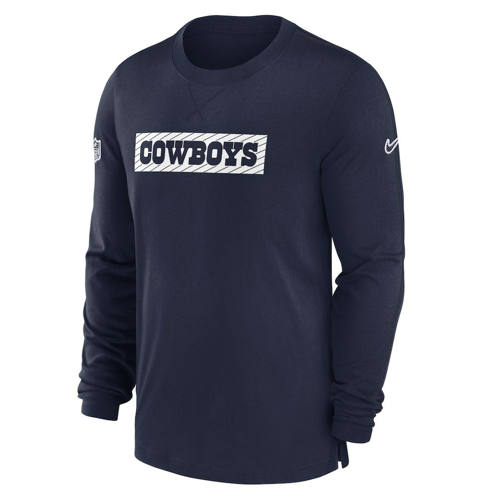 Dallas Cowboys 2024/25 Sideline Player Tri-Blend Performance Long Sleeve T-Shirt - Navy - Nike