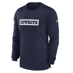Dallas Cowboys 2024/25 Sideline Player Tri-Blend Performance Long Sleeve T-Shirt - Navy - Nike