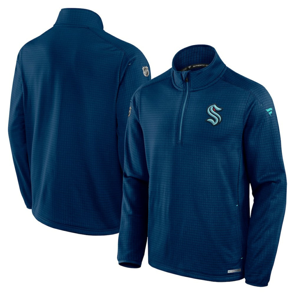 Seattle Kraken Fanatics Authentic Pro Rink Quarter-Zip Jacket - Navy | Fanatics Lifestyle