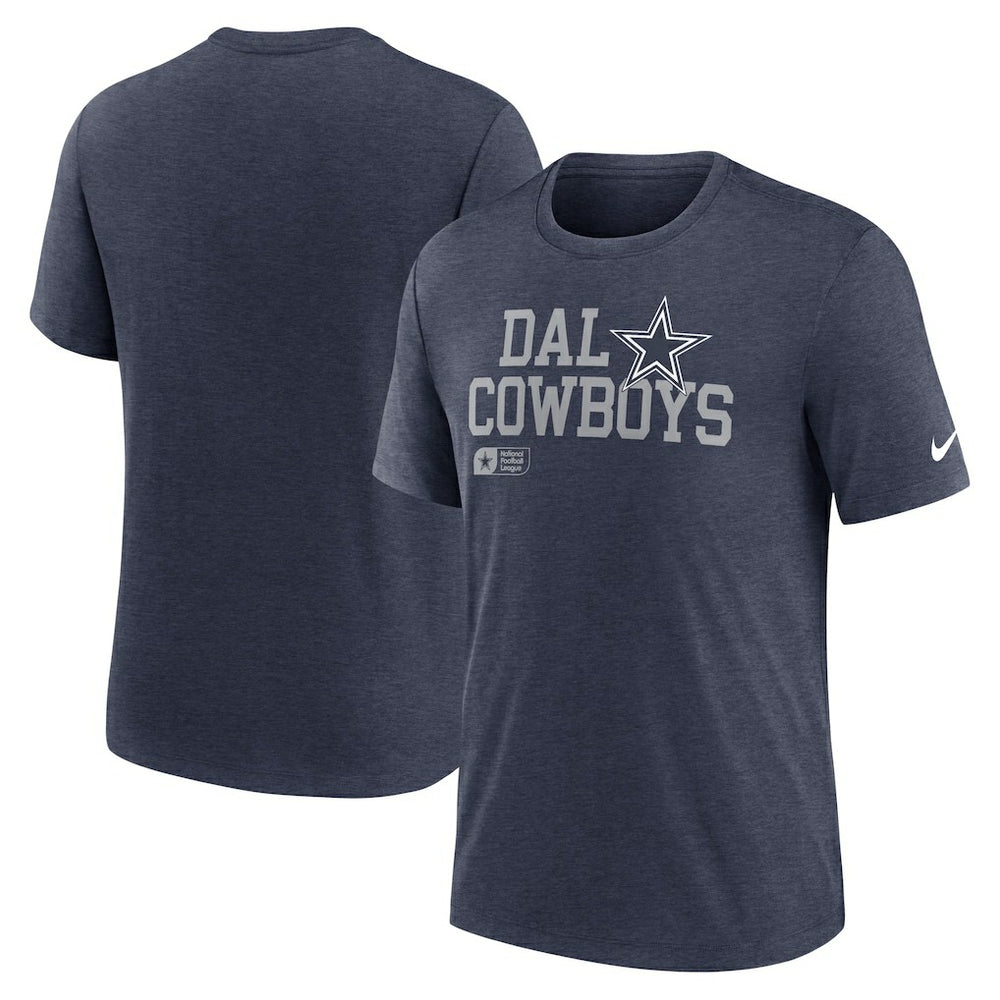 Dallas Cowboys Lockup Tri-Blend T-Shirt - Heather Navy - Nike
