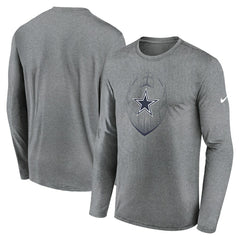 Dallas Cowboys Icon Legend Performance Long Sleeve T-Shirt - Heather Gray - Nike