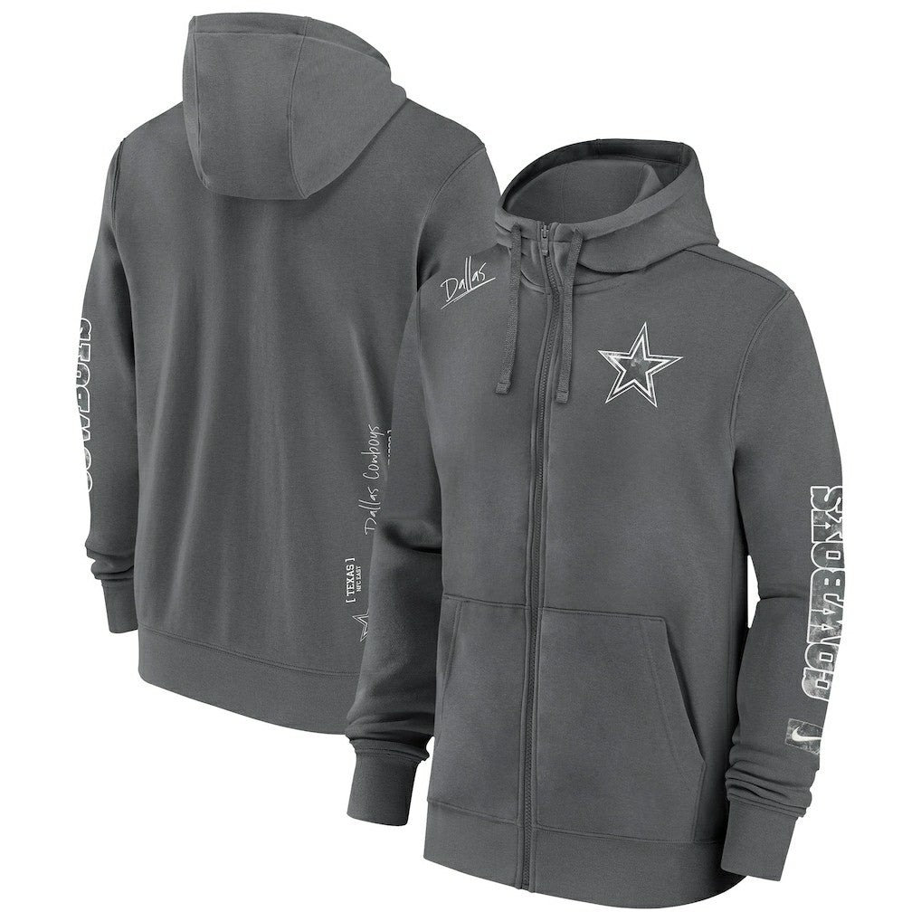 Dallas Cowboys Primetime Club Full-Zip Hoodie - Charcoal - Nike