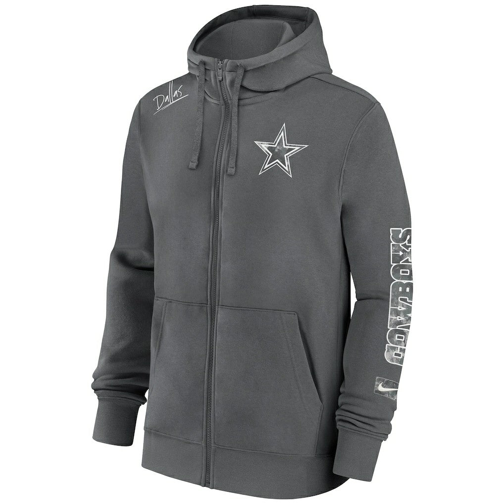 Dallas Cowboys Primetime Club Full-Zip Hoodie - Charcoal - Nike