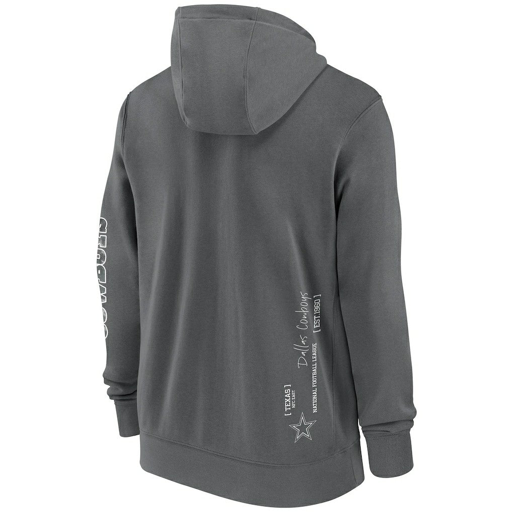 Dallas Cowboys Primetime Club Full-Zip Hoodie - Charcoal - Nike