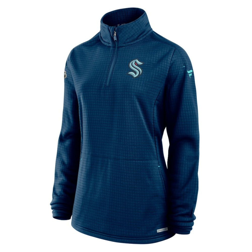 Seattle Kraken Fanatics Women's Authentic Pro Rink Lightweight Quarter-Zip Pullover Sweatshirt - Deep Sea Blue | Fanatics Lifestyle