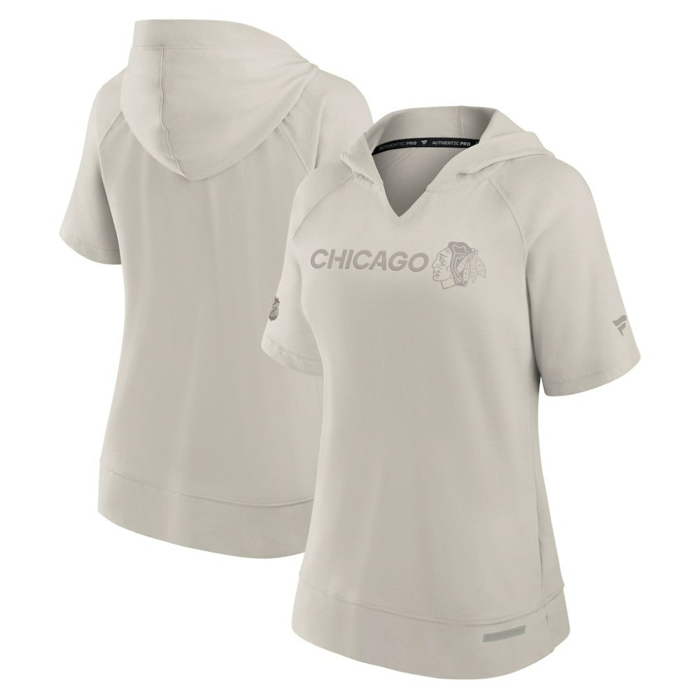 Chicago Blackhawks Fanatics Women's Authentic Pro Road Short Sleeve V-Neck Pullover Hoodie - Cream | Fanatics discount