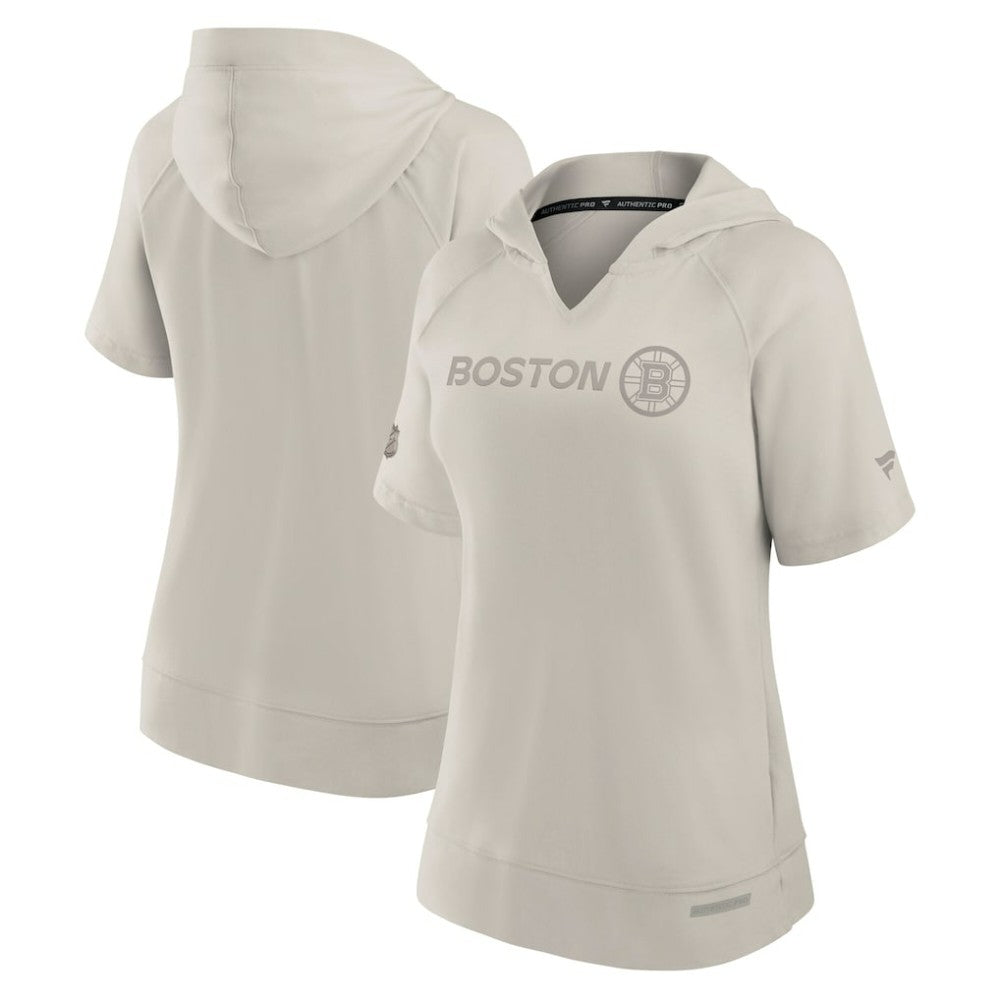 Boston Bruins Fanatics Women's Authentic Pro Road Fashion V-Neck Hoodie T-Shirt - Cream | Fanatics online