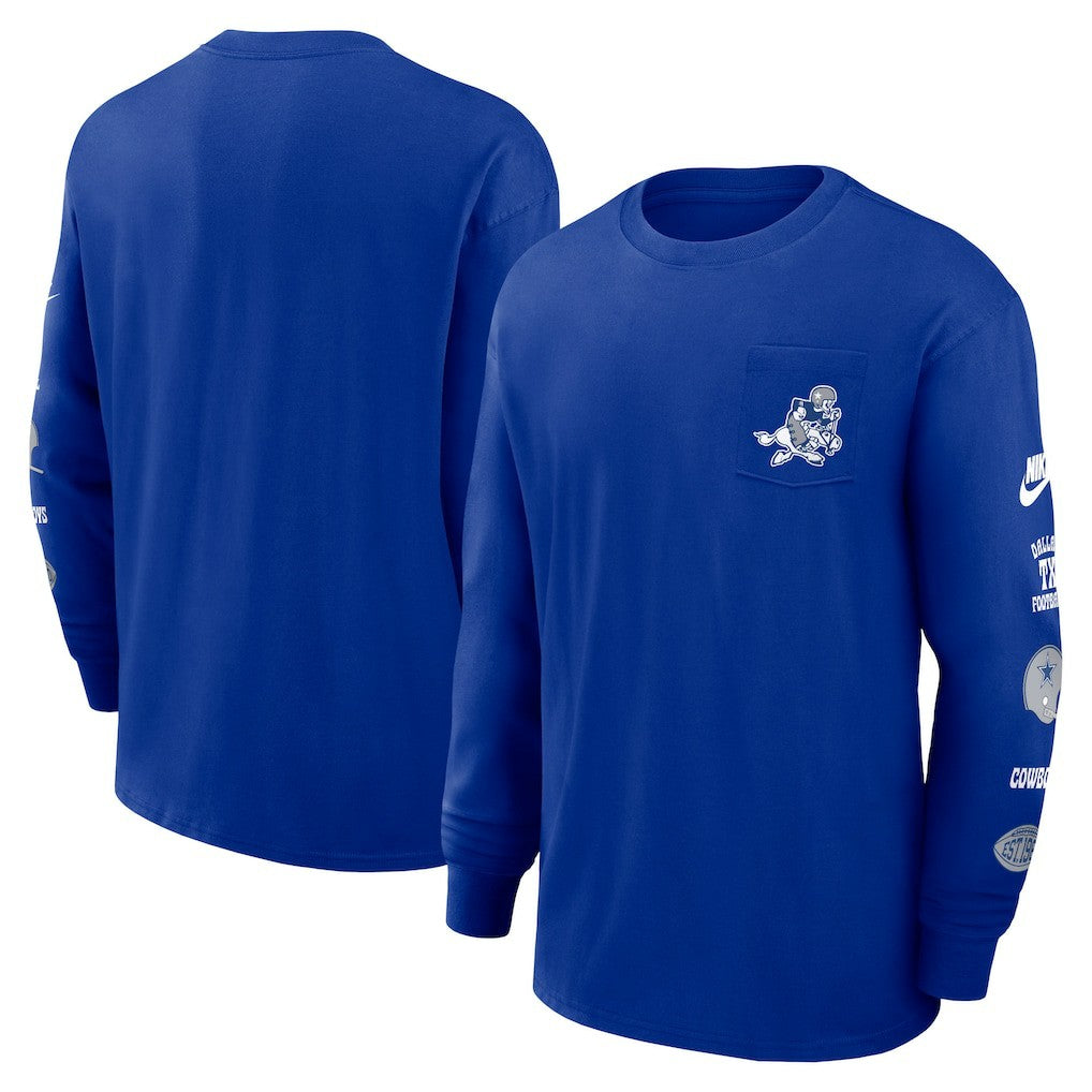 Dallas Cowboys Rewind Heavy Max90 Pocket Long Sleeve T-Shirt - Royal - Nike