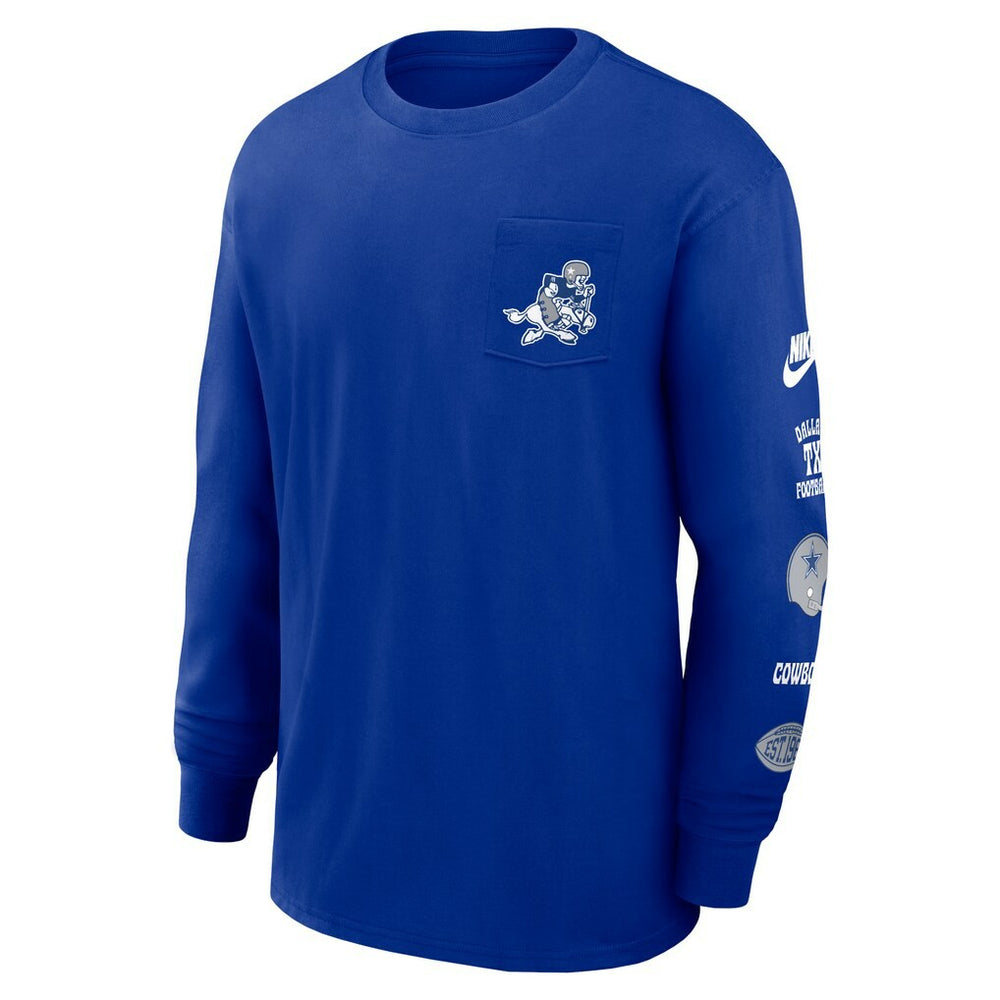 Dallas Cowboys Rewind Heavy Max90 Pocket Long Sleeve T-Shirt - Royal - Nike