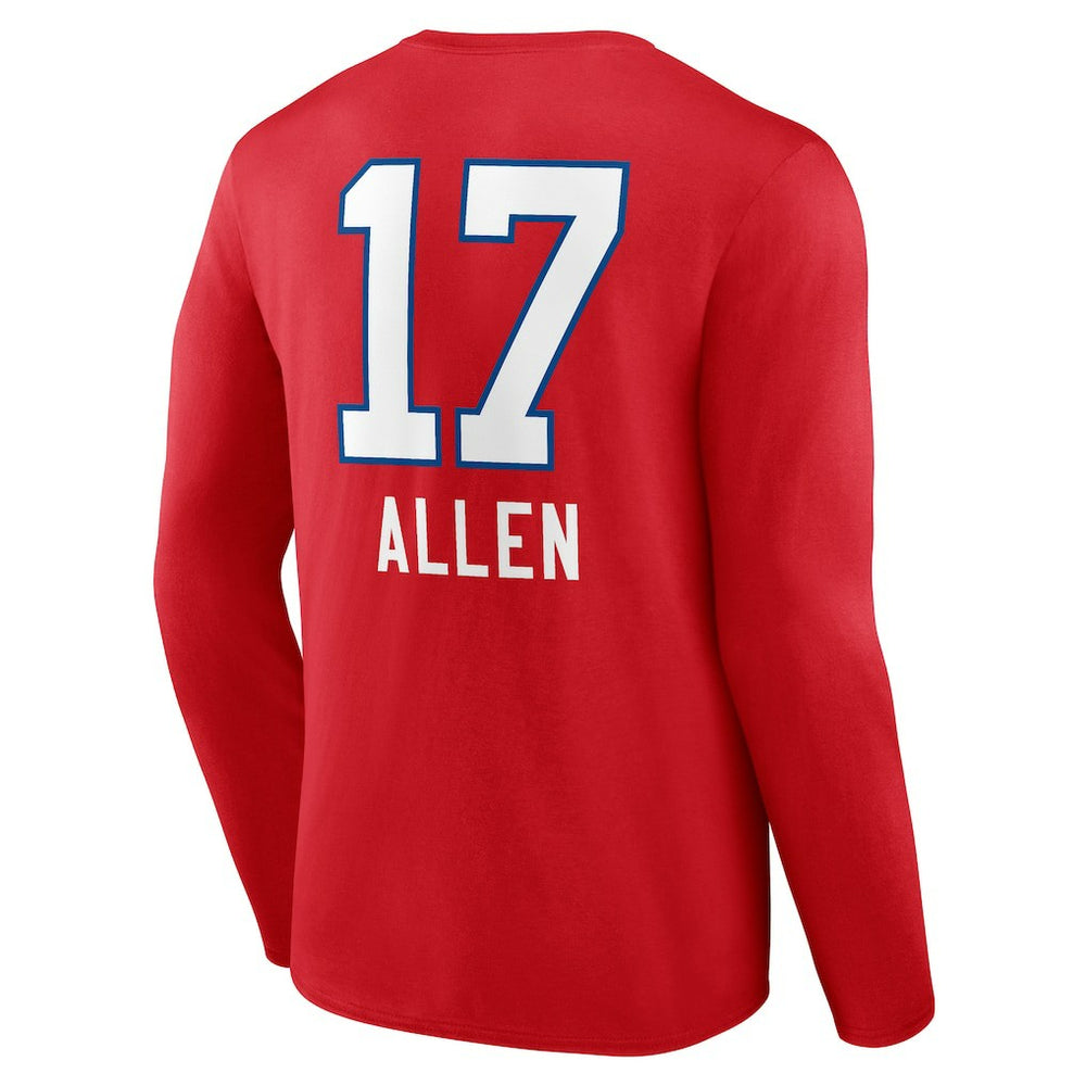 Josh Allen Buffalo Bills Team Wordmark Player Name & Number Long Sleeve T-Shirt - Red - NFL