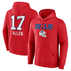 Josh Allen Buffalo Bills Team Wordmark Player Name & Number Pullover Hoodie - Red - NFL