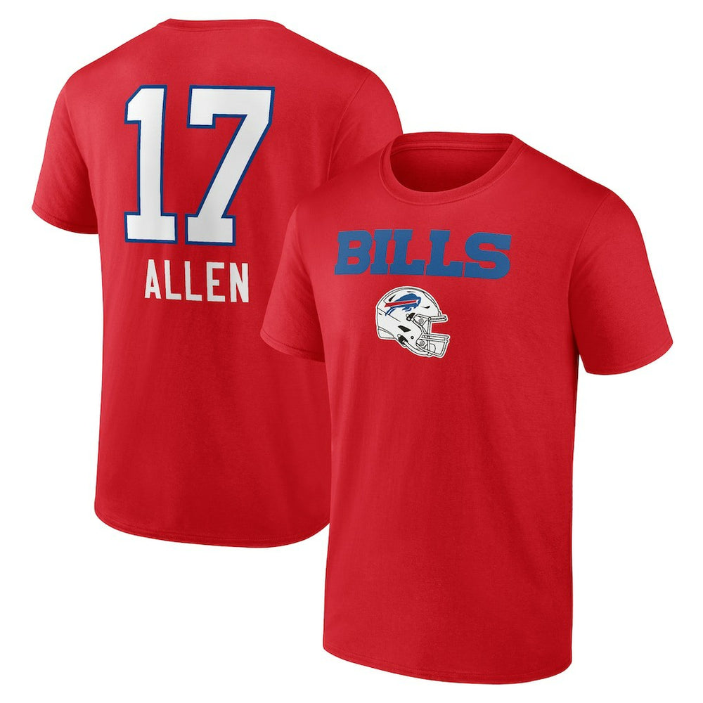 Josh Allen Buffalo Bills Team Wordmark Player Name & Number T-Shirt - Red - NFL