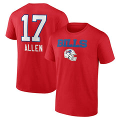 Josh Allen Buffalo Bills Team Wordmark Player Name & Number T-Shirt - Red - NFL