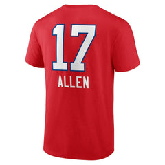 Josh Allen Buffalo Bills Team Wordmark Player Name & Number T-Shirt - Red - NFL