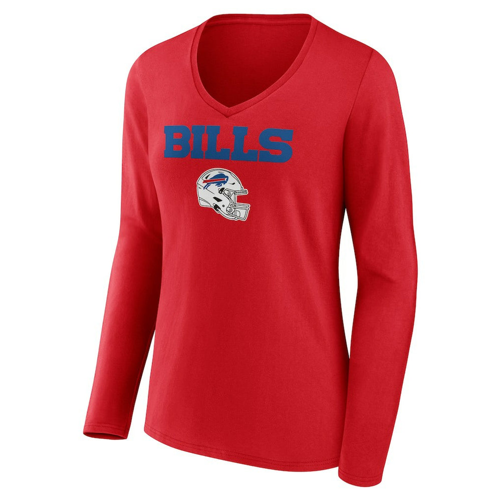 Josh Allen Buffalo Bills Women's Team Wordmark Player Name & Number Long Sleeve V-Neck T-Shirt - Red - NFL