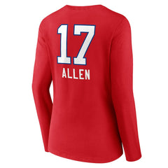 Josh Allen Buffalo Bills Women's Team Wordmark Player Name & Number Long Sleeve V-Neck T-Shirt - Red - NFL