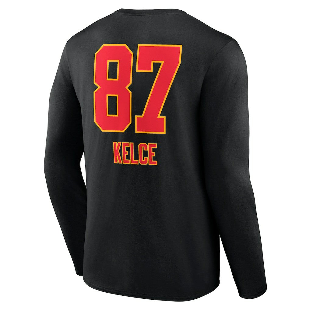 Travis Kelce Kansas City Chiefs Team Wordmark Player Name & Number Long Sleeve T-Shirt - Black - NFL