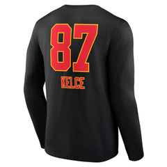Travis Kelce Kansas City Chiefs Team Wordmark Player Name & Number Long Sleeve T-Shirt - Black - NFL