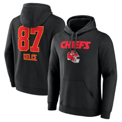 Travis Kelce Kansas City Chiefs Team Wordmark Player Name & Number Pullover Hoodie - Black - NFL