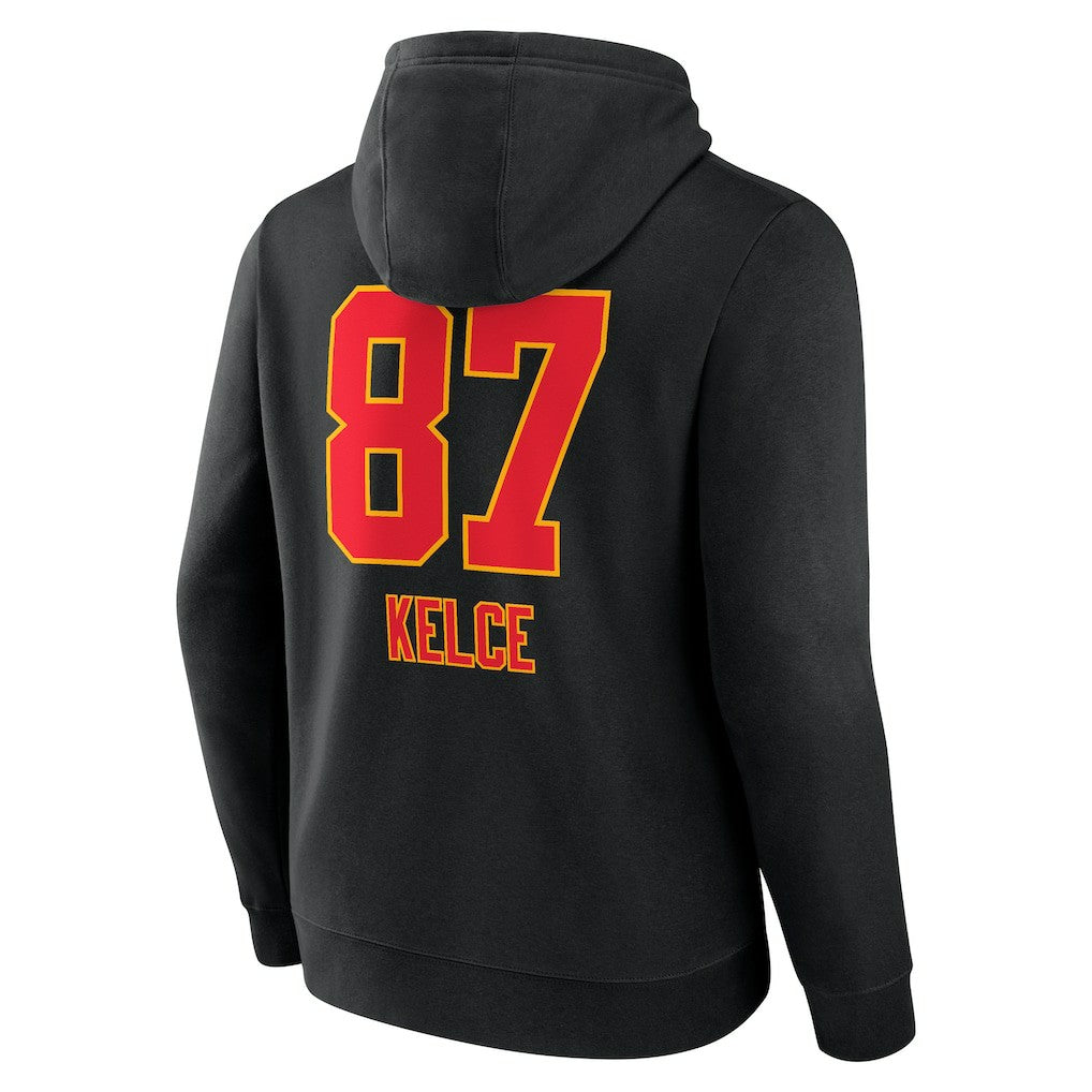 Travis Kelce Kansas City Chiefs Team Wordmark Player Name & Number Pullover Hoodie - Black - NFL