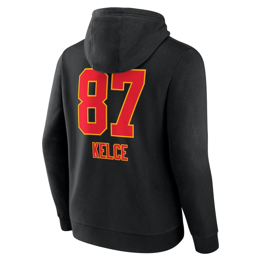 Travis Kelce Kansas City Chiefs Team Wordmark Player Name & Number Pullover Hoodie - Black - NFL