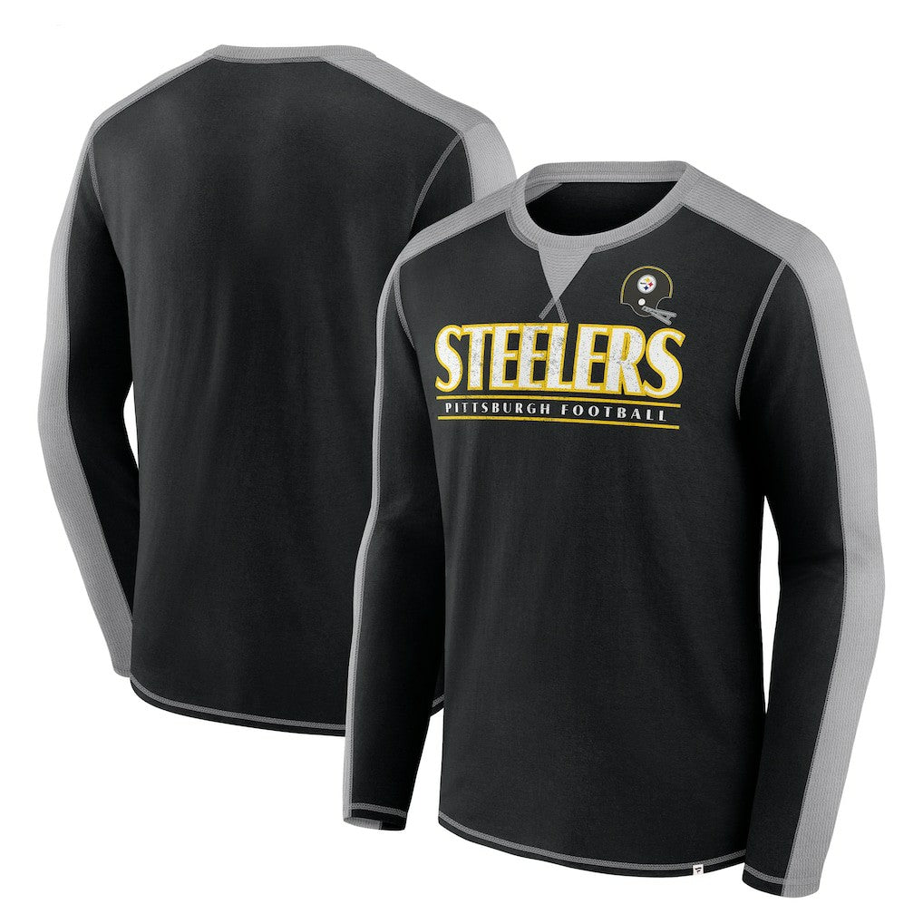Pittsburgh Steelers Behind the Line Long Sleeve T-Shirt - Black/Gray - Fanatics