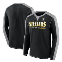Pittsburgh Steelers Behind the Line Long Sleeve T-Shirt - Black/Gray - Fanatics