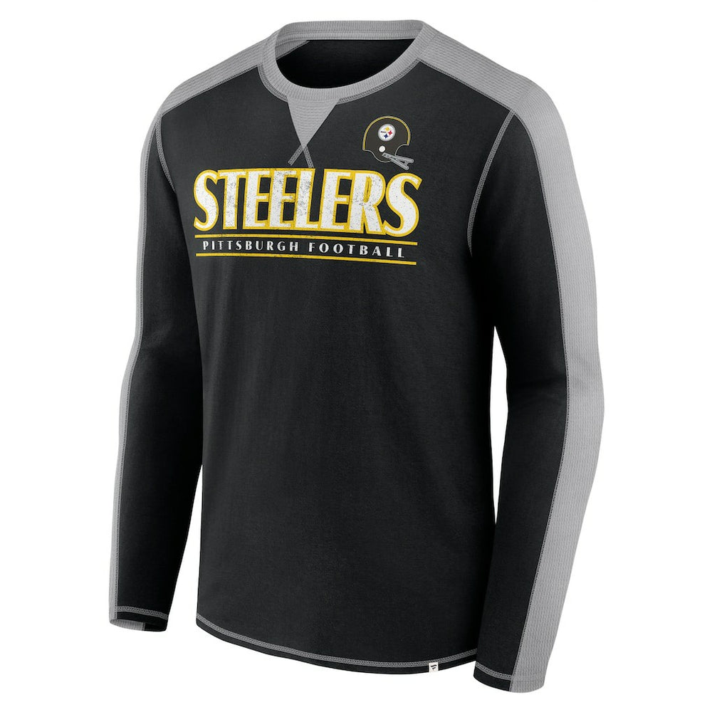 Pittsburgh Steelers Behind the Line Long Sleeve T-Shirt - Black/Gray - Fanatics