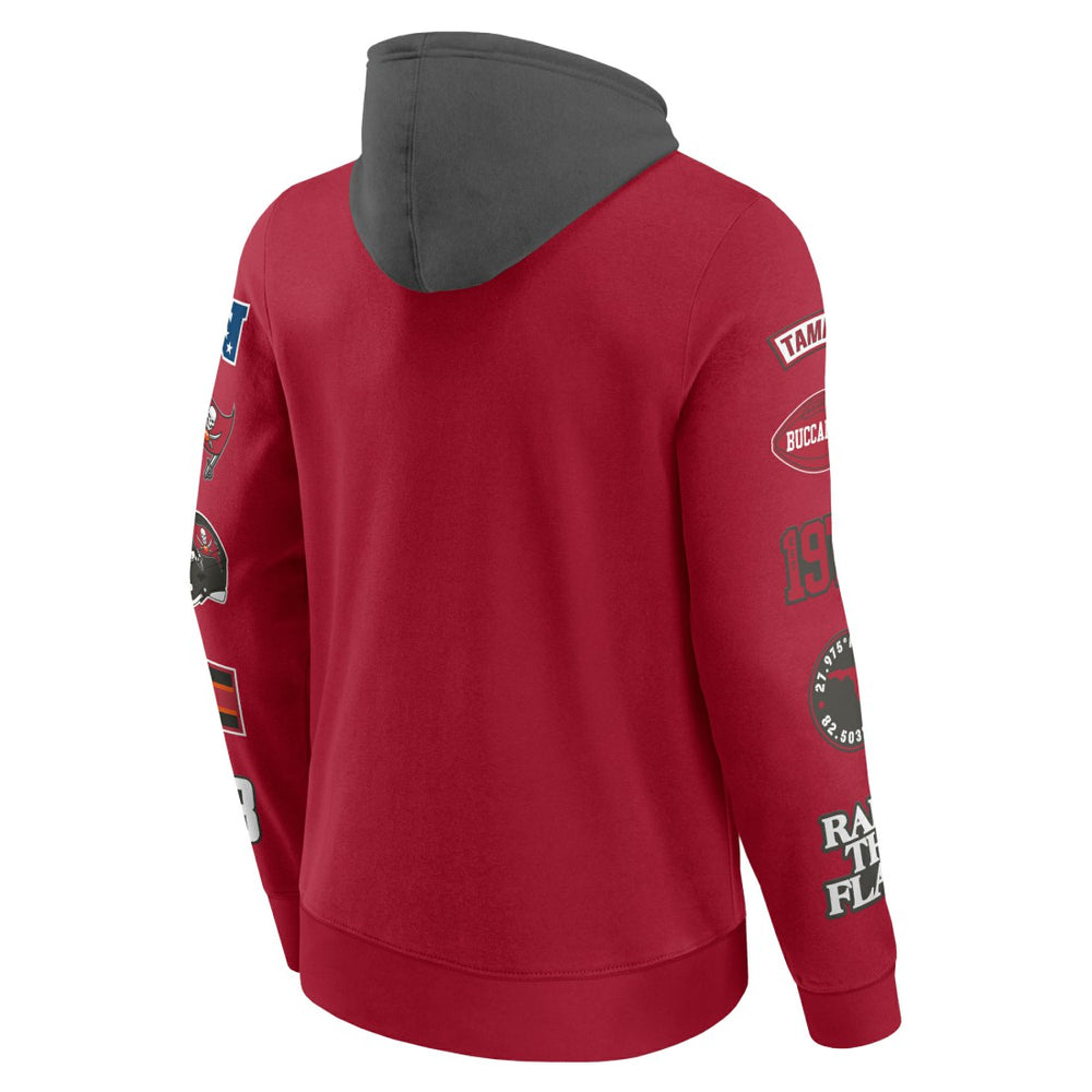 Tampa Bay Buccaneers Patched Out Pullover Hoodie - Red/Pewter - Fanatics