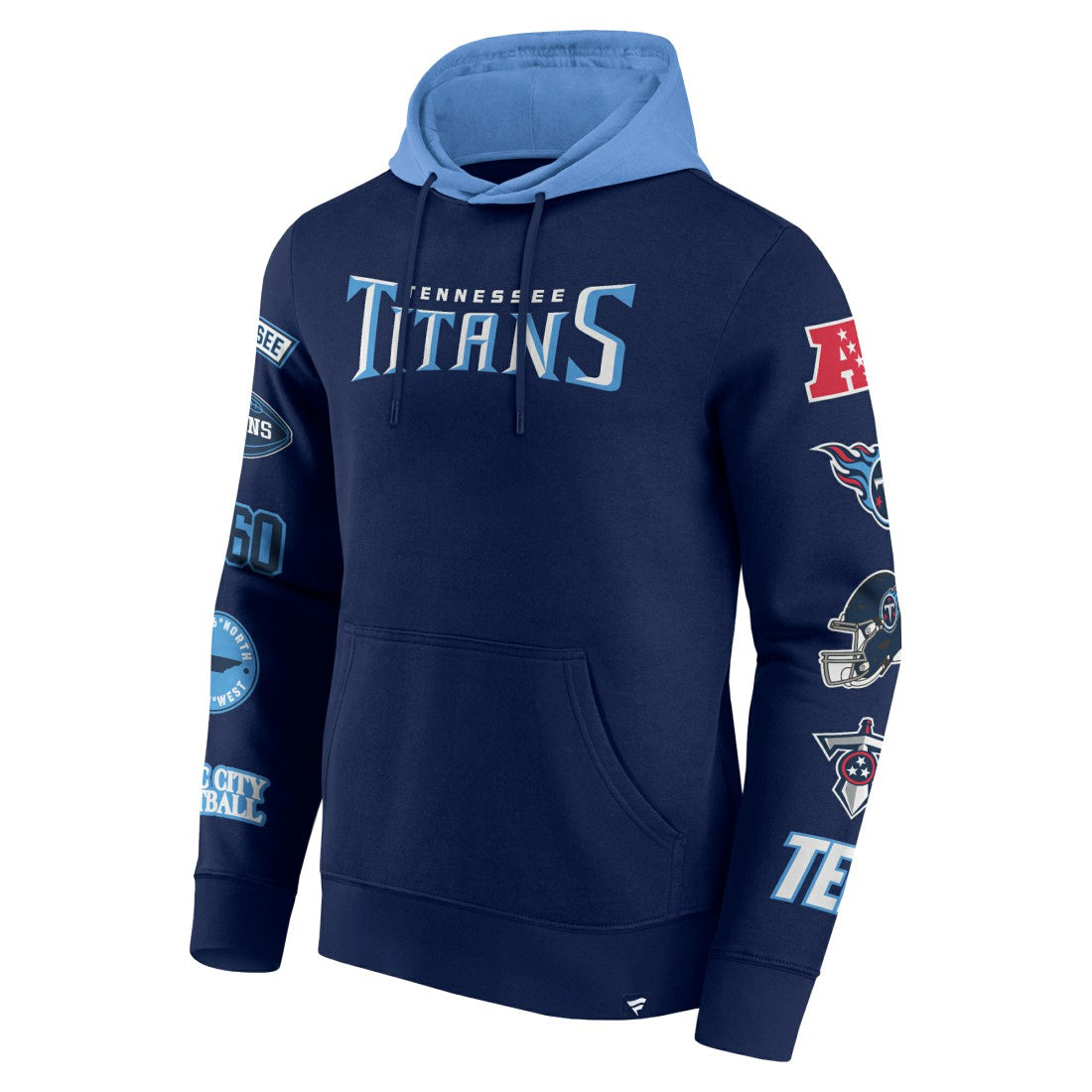 Tennessee Titans Patched Out Pullover Hoodie - Navy/Light Blue - Fanatics