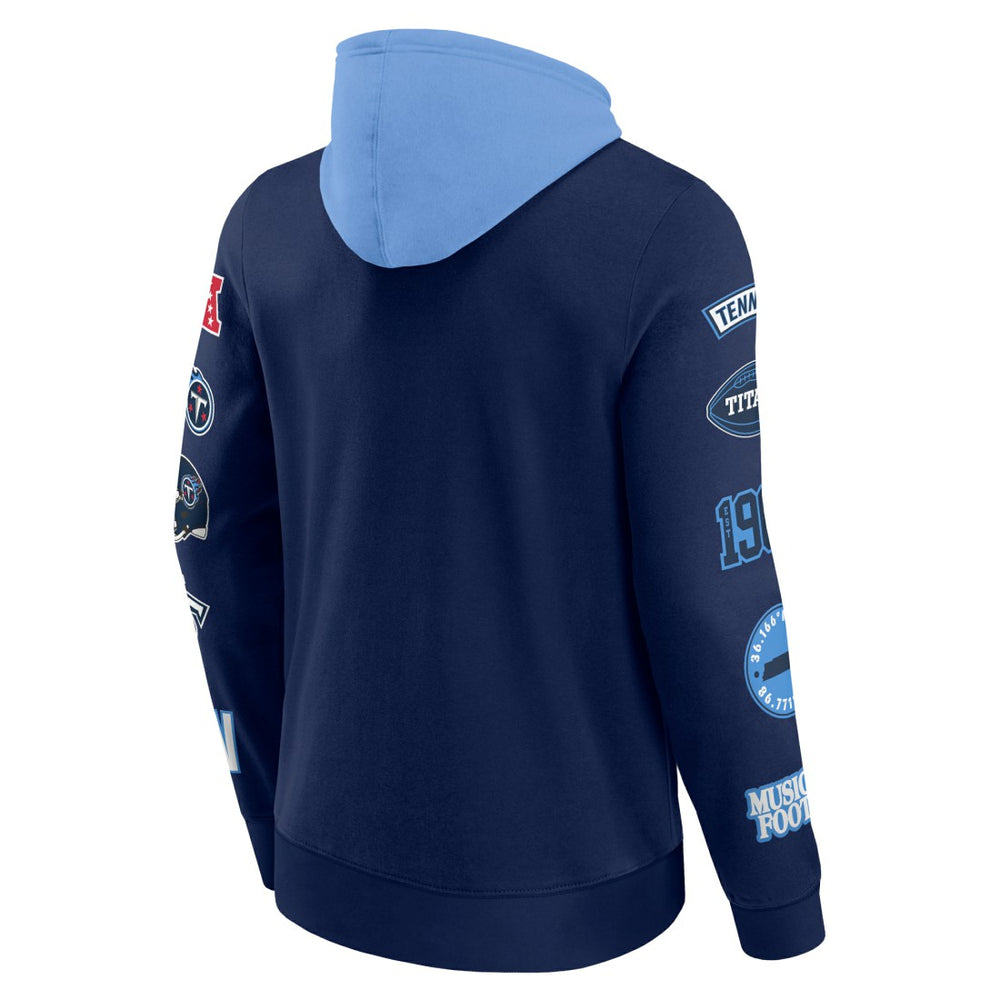 Tennessee Titans Patched Out Pullover Hoodie - Navy/Light Blue - Fanatics