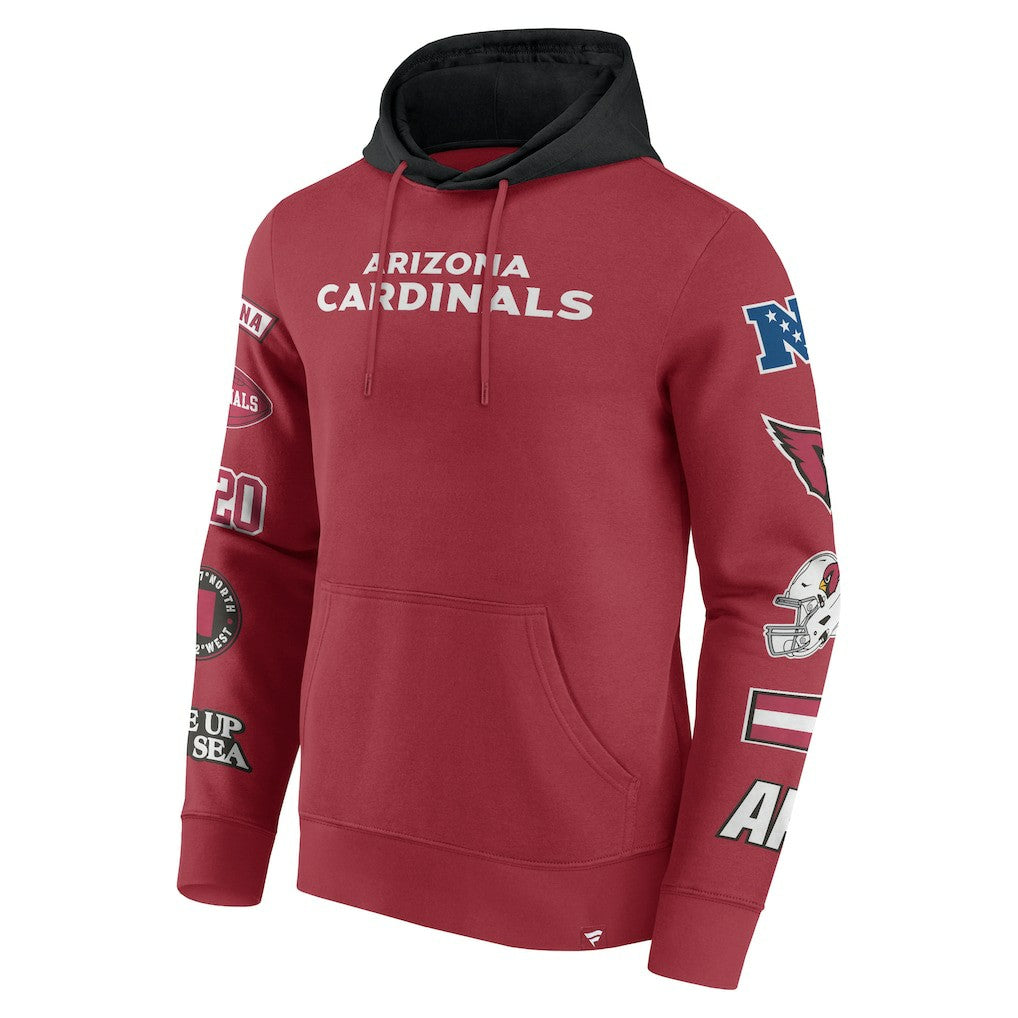 Arizona Cardinals Patched Out Pullover Hoodie - Cardinal/Black - Fanatics