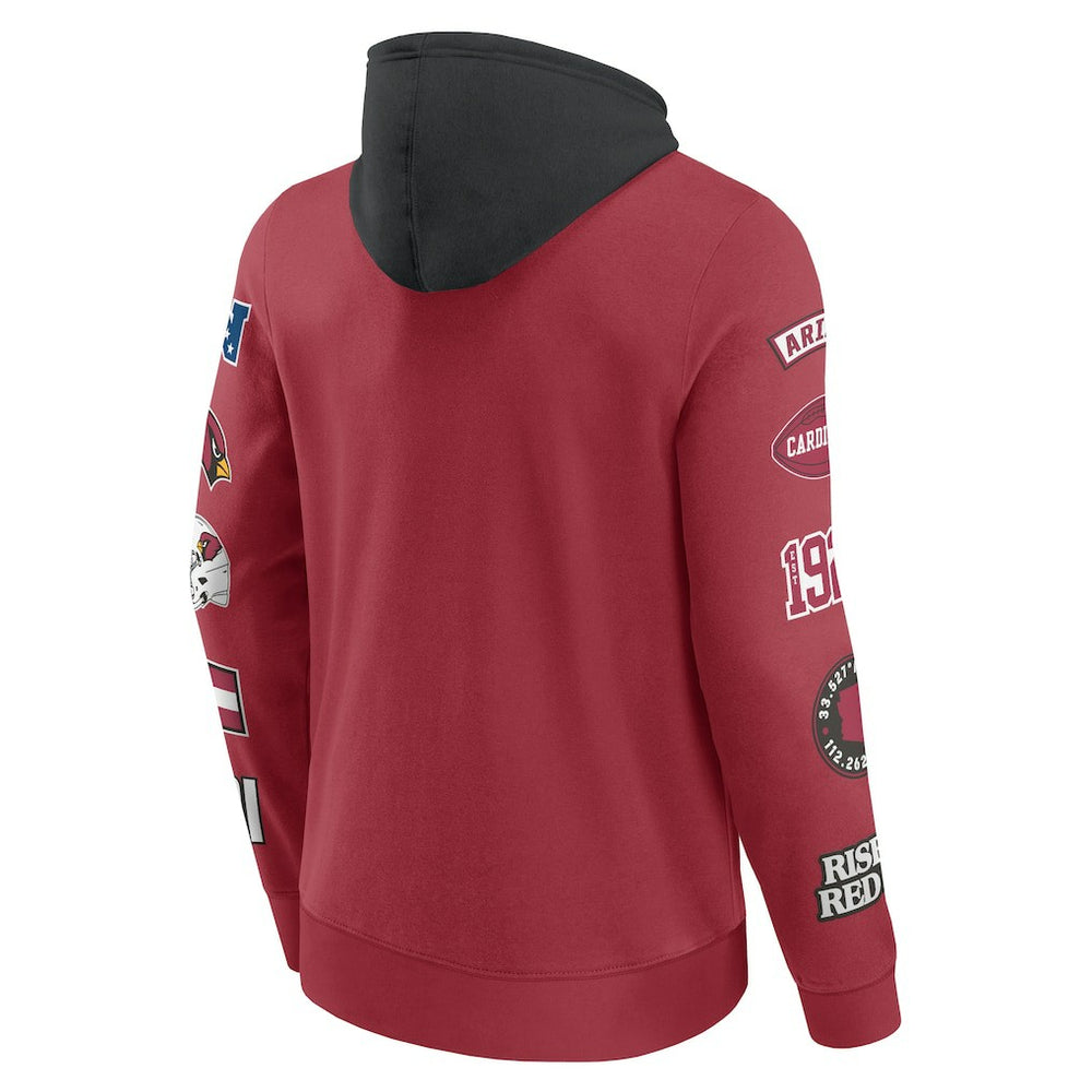 Arizona Cardinals Patched Out Pullover Hoodie - Cardinal/Black - Fanatics