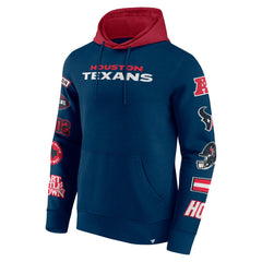 Houston Texans Patched Out Pullover Hoodie - Navy/Cardinal - Fanatics
