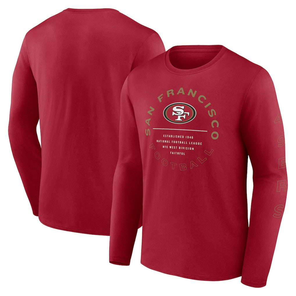San Francisco 49ers Stat Sheet Long Sleeve T-Shirt - Scarlet - Fanatics