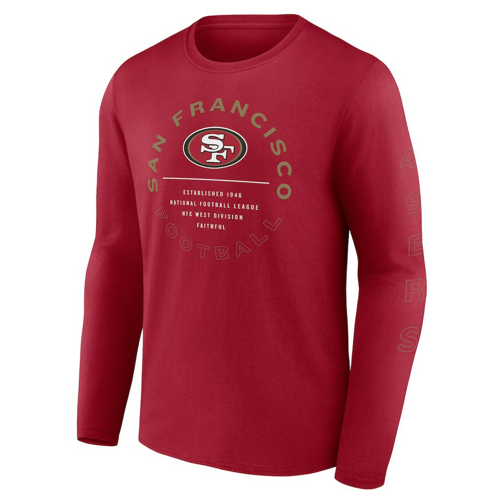 San Francisco 49ers Stat Sheet Long Sleeve T-Shirt - Scarlet - Fanatics