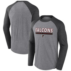 Atlanta Falcons Tri-Blend Raglan Long Sleeve T-Shirt - Heather Gray/Charcoal - Fanatics