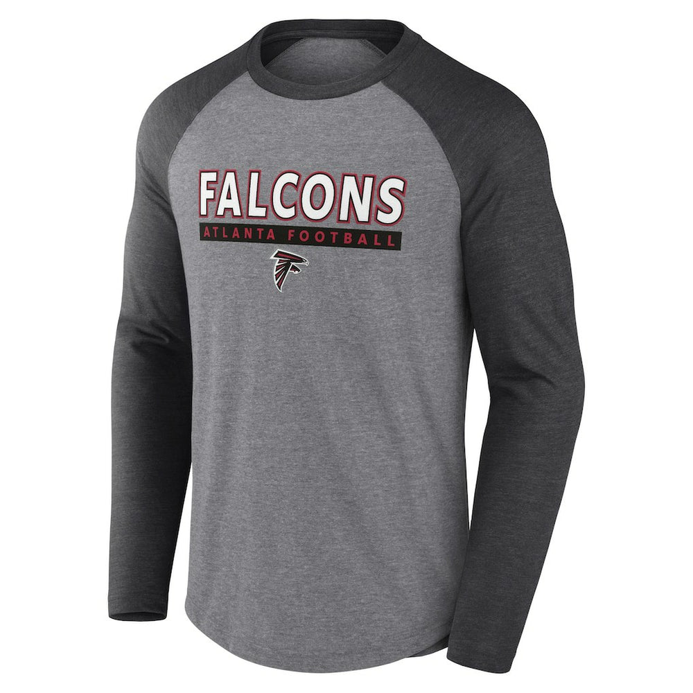Atlanta Falcons Tri-Blend Raglan Long Sleeve T-Shirt - Heather Gray/Charcoal - Fanatics