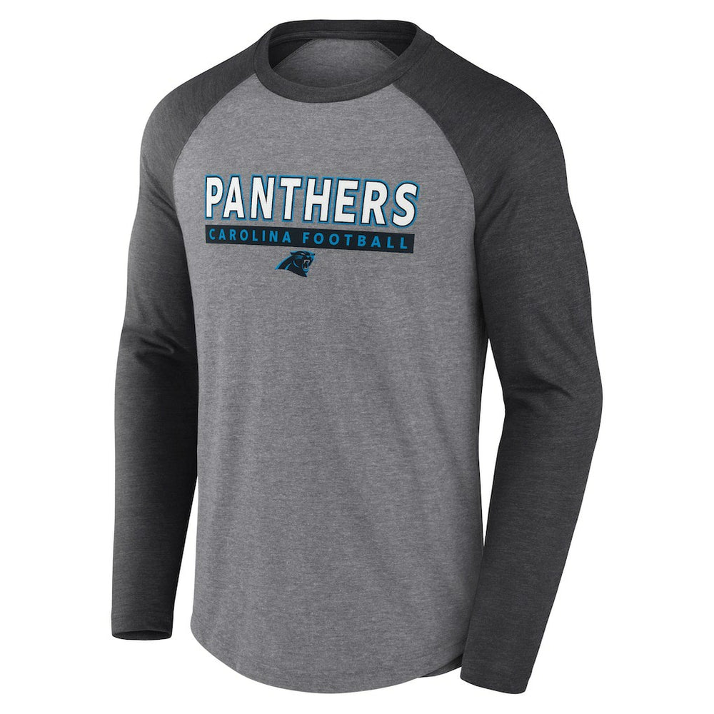 Carolina Panthers Tri-Blend Raglan Long Sleeve T-Shirt - Heather Gray/Charcoal - Fanatics