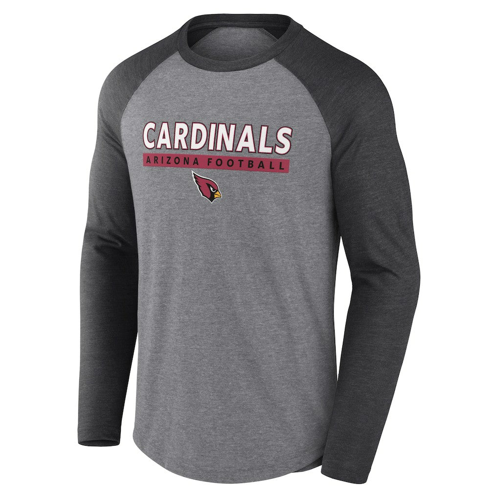 Arizona Cardinals Tri-Blend Raglan Long Sleeve T-Shirt - Heather Gray/Charcoal - Fanatics