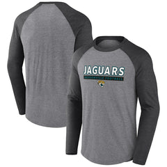 Jacksonville Jaguars Tri-Blend Raglan Long Sleeve T-Shirt - Heather Gray/Charcoal - Fanatics