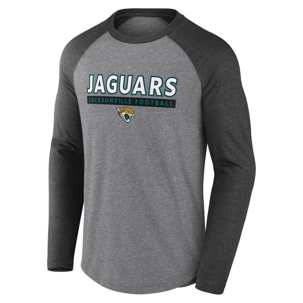 Jacksonville Jaguars Tri-Blend Raglan Long Sleeve T-Shirt - Heather Gray/Charcoal - Fanatics