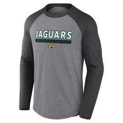 Jacksonville Jaguars Tri-Blend Raglan Long Sleeve T-Shirt - Heather Gray/Charcoal - Fanatics